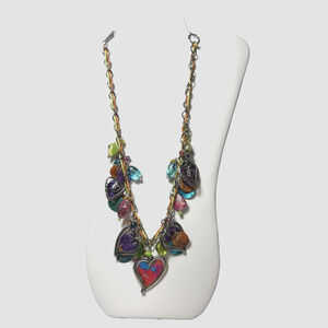 Leoma Lovegrove Single Strand Multicolor Beaded & Heart Boho Tropical Necklace